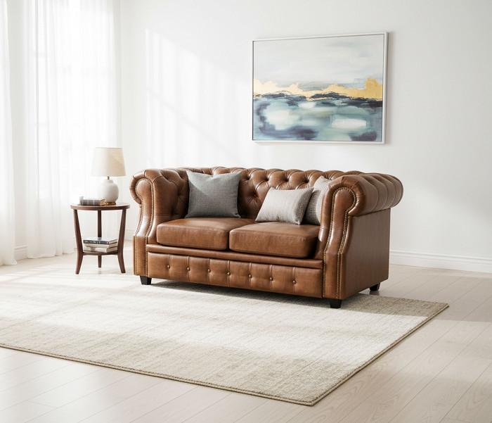 Диван Честер ЛОФТ 2-х местный, светло-коричневый