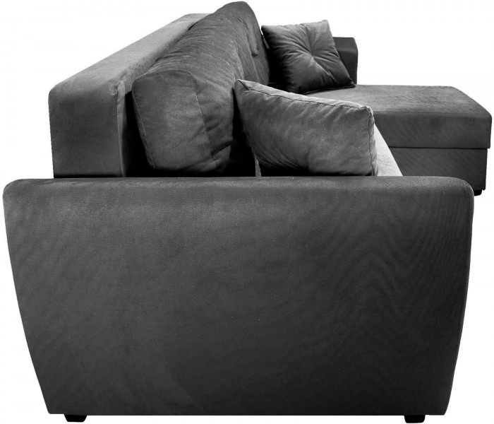 Диван-кровать угловой Амстердам Люкс, 150х200, еврокнижка, независимый пружинный блок, велюр, черный