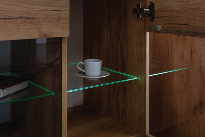 Арчи Шкаф-витрина 03.263, дуб крафт золотой/камень тёмный