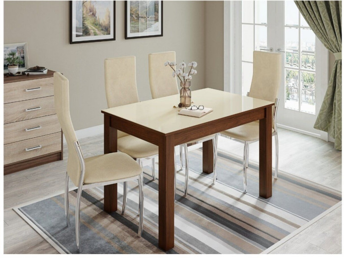 Стол обеденный Норман 1100х700 орех шоколадный/лакобель ваниль