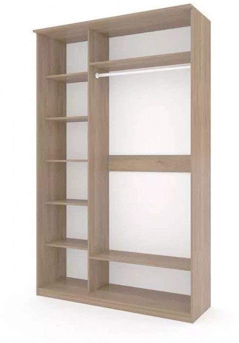 Шкаф купе Модерн 1490х600 2-х дверный 2-х секционный зеркальный с пескоструем №1 ясень