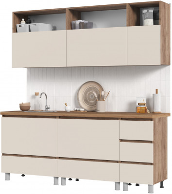 Кухня Хелен 2,0 фасад кашемир/Корпус дуб крафт табачный