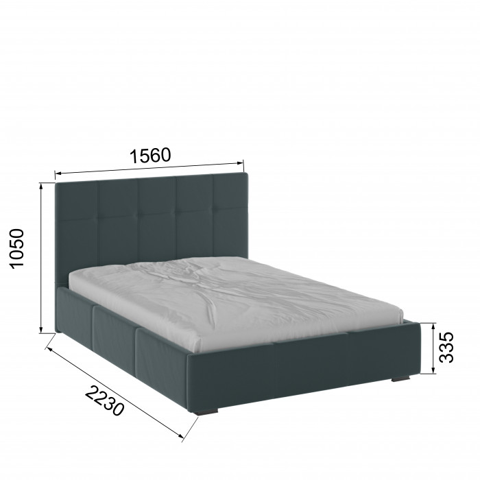 Рио Кровать интерьерная 140 серый квадрат, ПМ
