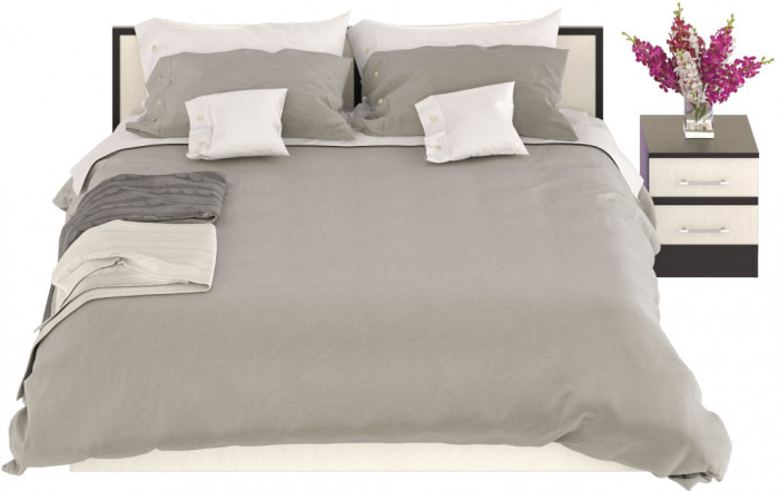 Сакура Кровать с ящиками 1800 + тумба, цвет венге/дуб лоредо, ШхГхВ 224х203,5х80 см., сп.м. 1800х2000 мм., б/м, основание есть, универсальная сборка