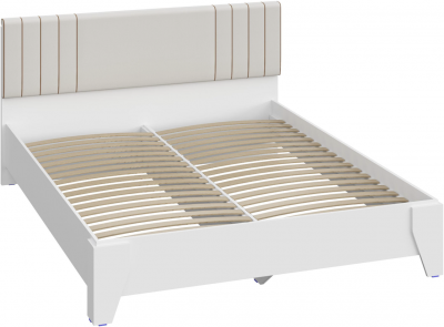Кровать двуспальная 160 с настилом из ламелей КР-410, Белый/MARBEL 103