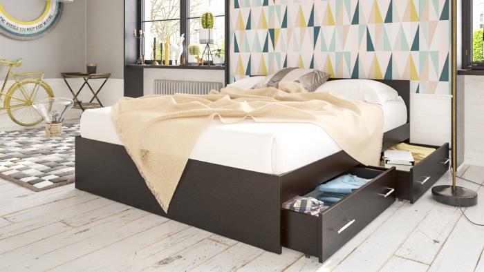 Стандарт Кровать с ящиками 1600, венге