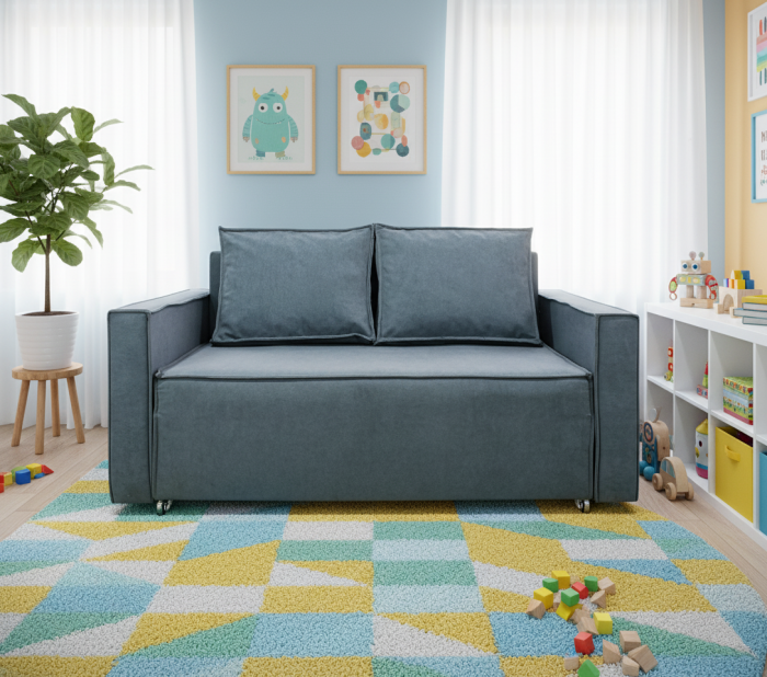 Диван-аккордеон Лофт 140х200, ППУ, велюр серый