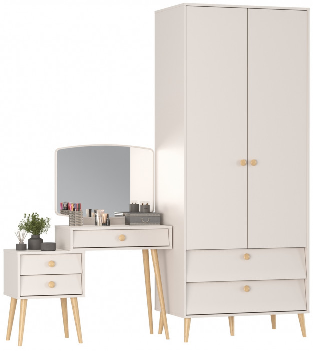 Афина Спальня Шкаф 2-х дверный + Трюмо, кашемир серый