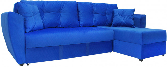Диван-кровать угловой Амстердам Люкс, 160х200, еврокнижка, независимый пружинный блок, велюр, синий