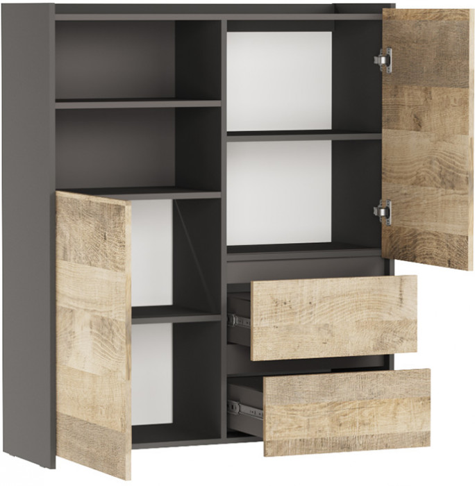 Гостиная Денвер. Комплект 1, Графит, Дуб гранж песочный