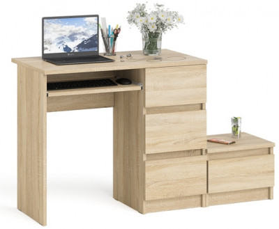 Мори компьютерный стол МС-6 правый + Тумба ТМП400.1, дуб сонома