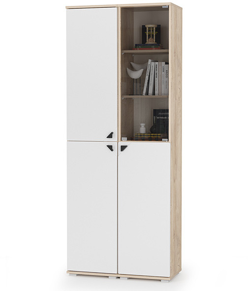 КР100 Бостон № 47, цвет дуб эндгрейн элегантный/фасады МДФ милк рикамо софт, 13.154+13.155, ШхГхВ 77,2х35,1х194,4 см., универсальная сборка