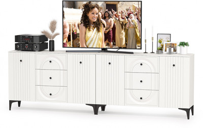 Валенсия Спальня 13.309 Комод + 13.309 Комод, цвет ЛДСП белый шагрень/МДФ белый шагрень, ШхГхВ 266,4х38,4х87,5 см.