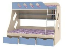 Дельта-20.01 Детская двухъярусная кровать с лестницей (Дуб молочный, Дуб Сонома)