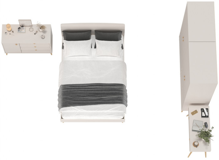 Афина Спальня 19-1400, цвет кашемир серый, сп.м. 1400х2000 мм., б/м, основание есть - фанера