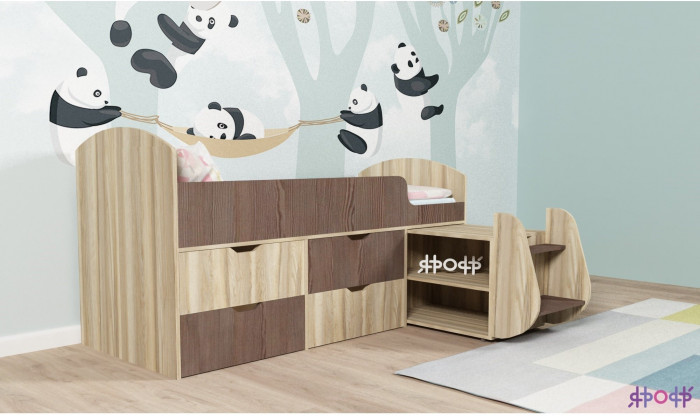 Кровать-чердак Малыш 7 (Дуб молочный/Винтерберг)