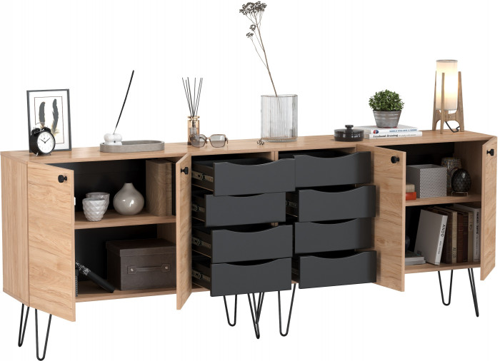 Брюс Комод-тумба 16.233 + Брюс Комод-тумба 16.233, цвет чёрный/Battle rock Santiago, ШхГхВ 226,8х38,3х85,6 см., универсальная сборка