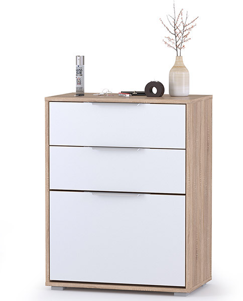 Куба Комод 13.113, цвет дуб сонома/белый премиум, ШхГхВ 65х38,3х84,2 см.