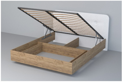 Кровать 1,4 арт.031 (Пуговицы) ПМ. (Дуб Крафт Золотой/К/з Белый Глянец)