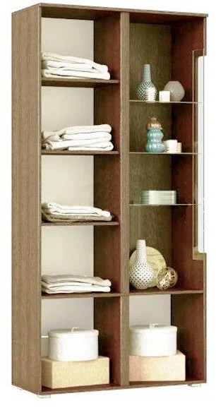 Ким Шкаф с подсветкой (Сонома / Белый глянец)