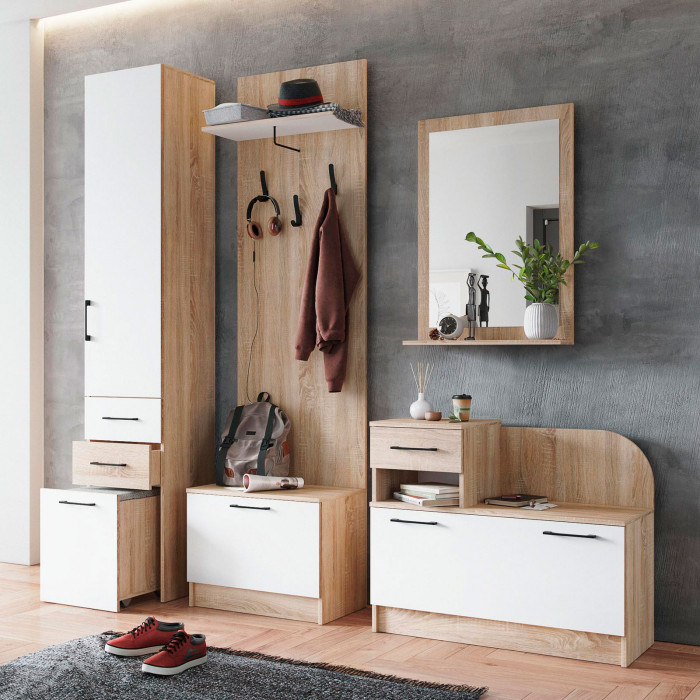 Прихожая Денвер тумба под обувь дуб сонома/белый