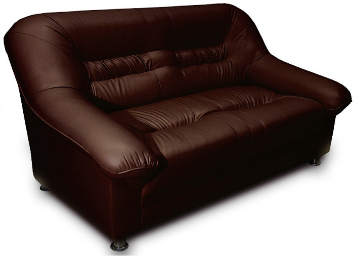 Диван кожаный коричневый, прямой 2-х местный, для дома, офиса, гостиной, кабинета Карелия