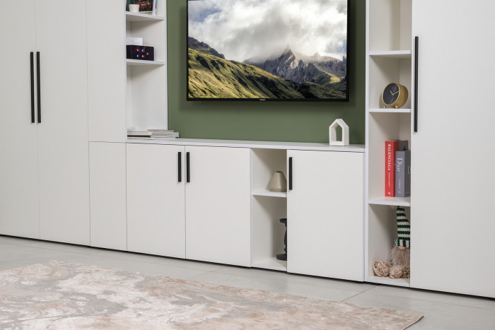 Эйр Гостиная 16.55 Тумба под ТВ, белый шагрень