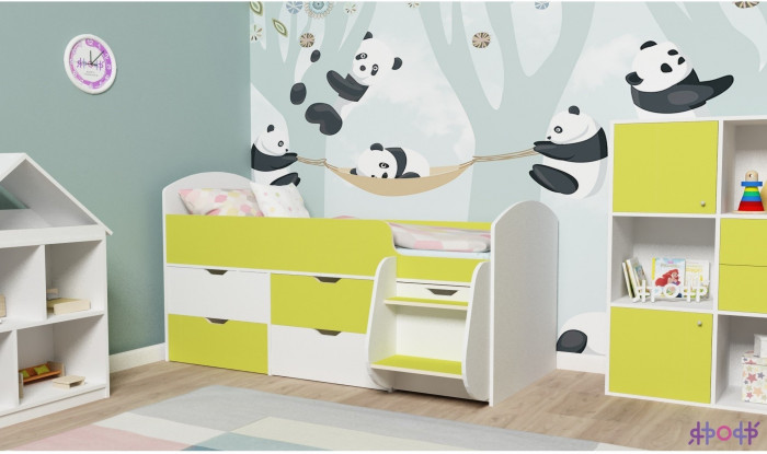 Кровать-чердак Малыш 7 (Белое дерево/Винтерберг)