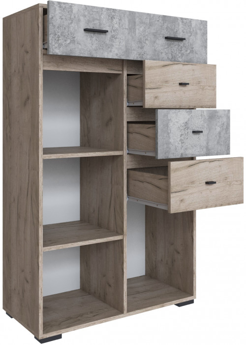 Модульная гостиная Дублин, набор №2, Дуб крафт серый/Цемент