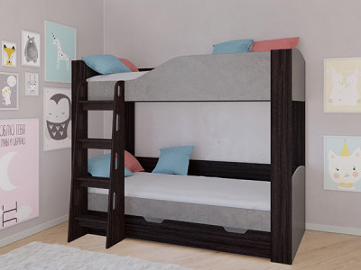 Кровать двухъярусная АСТРА 2 Венге/Железный Камень с ящиком