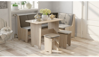 Техас Кухонный уголок Исп.1 (Дуб Сонома/Экокожа коричневая)