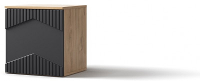 Тумба прикроватная (правое исп.) "Оливия" - Дуб наварра/Шагрень черная