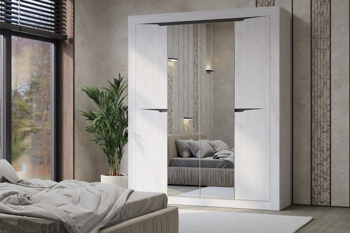 Шкаф четырехстворчатый Леонардо ШК-14, Бетон пайн светлый, Графит