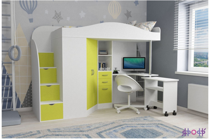 Кровать-чердак Юниор 4 (Винтерберг/Оранжевый)