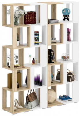 Стеллаж СВК 4 шт., цвет дуб сонома/белый, ШхГхВ 140х35х179 см.(дуб сонома 2 шт. + белый 2 шт.)