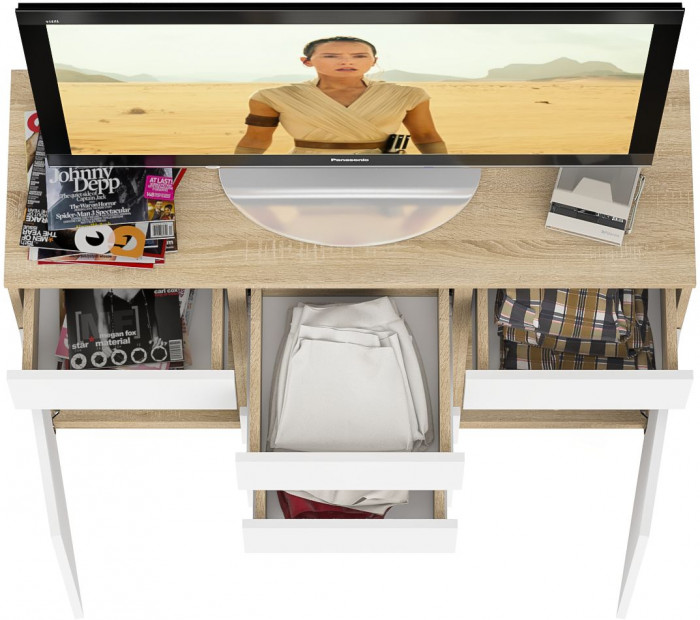 Мори Комод МК1200.4, дуб сонома/белый