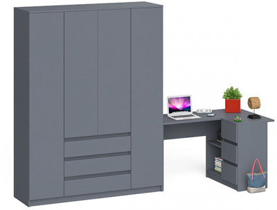 Мори компьютерный стол МС-16 правый + Шкаф МШ1600.1, графит