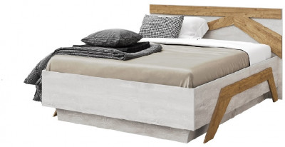 Кровать 140х200 "Скандинавия" с щитовым основанием - Бетон пайн светлый/Дуб наварра