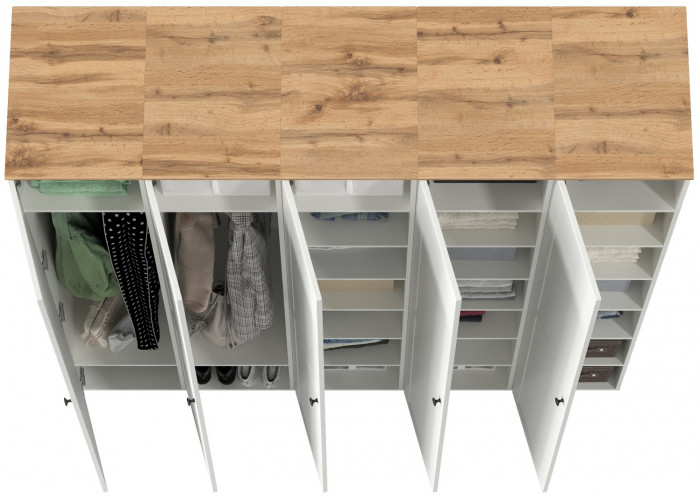 Остин 13.225 Шкаф-пенал 5 шт., белый шагрень/дуб крафт золотой