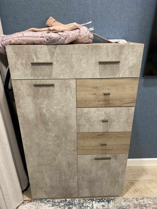 Комод Дублин, Дуб крафт золотой/Цемент