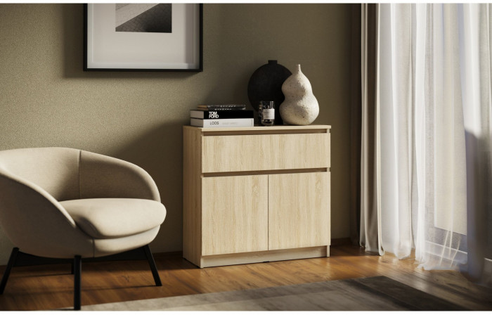 Челси Комод 800 (1 ящик 2 двери) (Белый глянец, Белый)