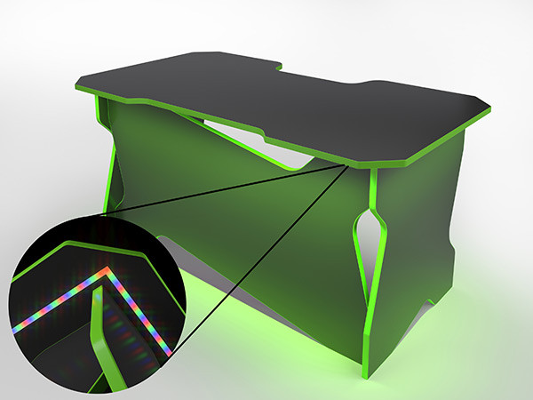 Игровой компьютерный стол RVG с подсветкой Черный/Салатовый 160