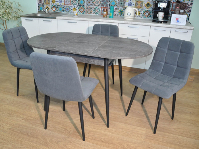 Обеденная группа Стиль-1 / Стул Х 4 шт. / Цемент темный/черный / бид 21