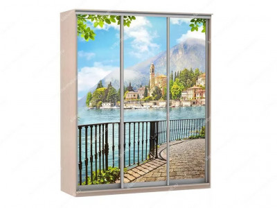 Шкаф купе Модерн 1776х600 3-х дверный 3-х секционный фотопечать №4 ясень