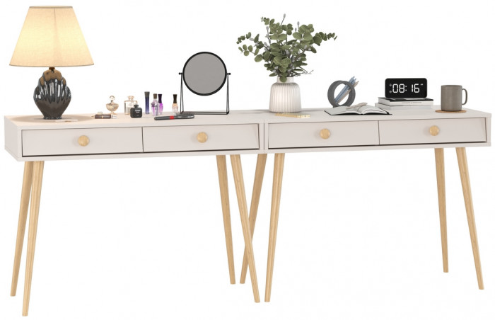 Афина Спальня Стол х 2, цвет кашемир серый, ШхГхВ 200х45х76 см.