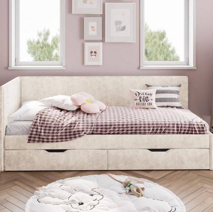 Кровать односпальная "Лео" КР-49 Белый/Мокко