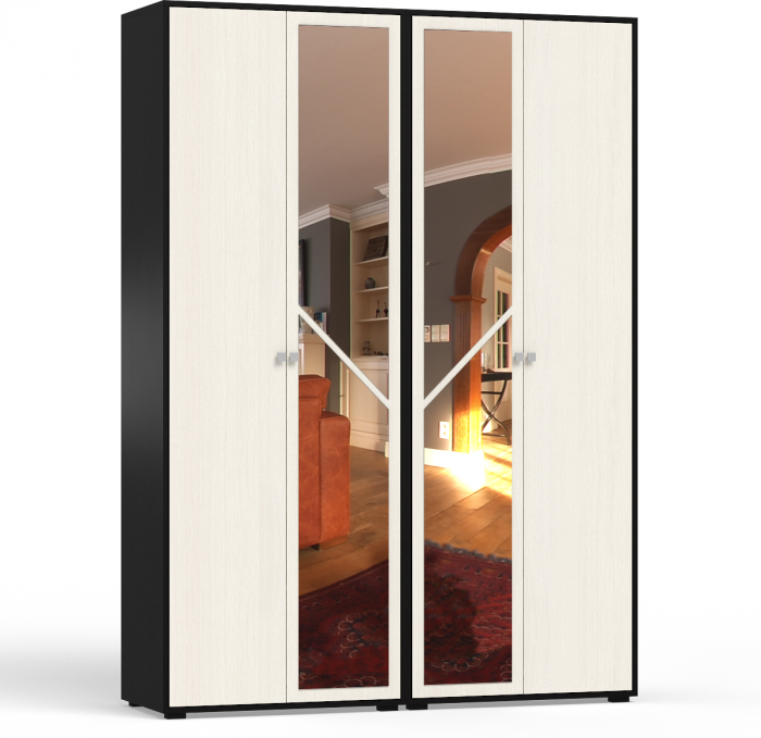 Камелия спальня № 8 Кровать с ящиками 1400 + Две тумбы + Шкаф 4-х створчатый, венге/дуб лоредо