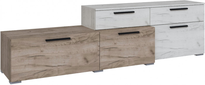 Тумба ТВ Альберо, Крафт серый/Крафт белый