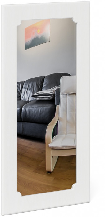 Прихожая П-6 Зеркало, цвет МДФ белое дерево фрезеровка ромб, ШхГхВ 50х1,6х102 см.