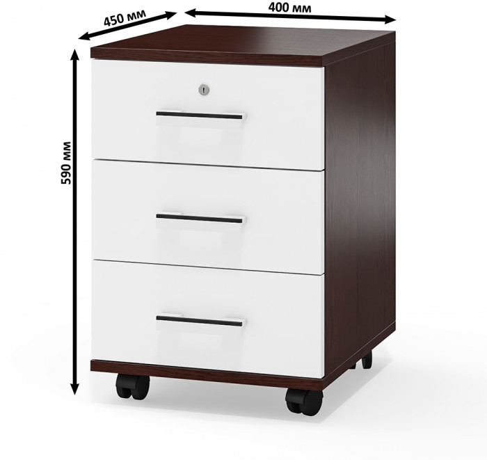 Тумба выкатная С-МД-3-02, венге/белый шагрень